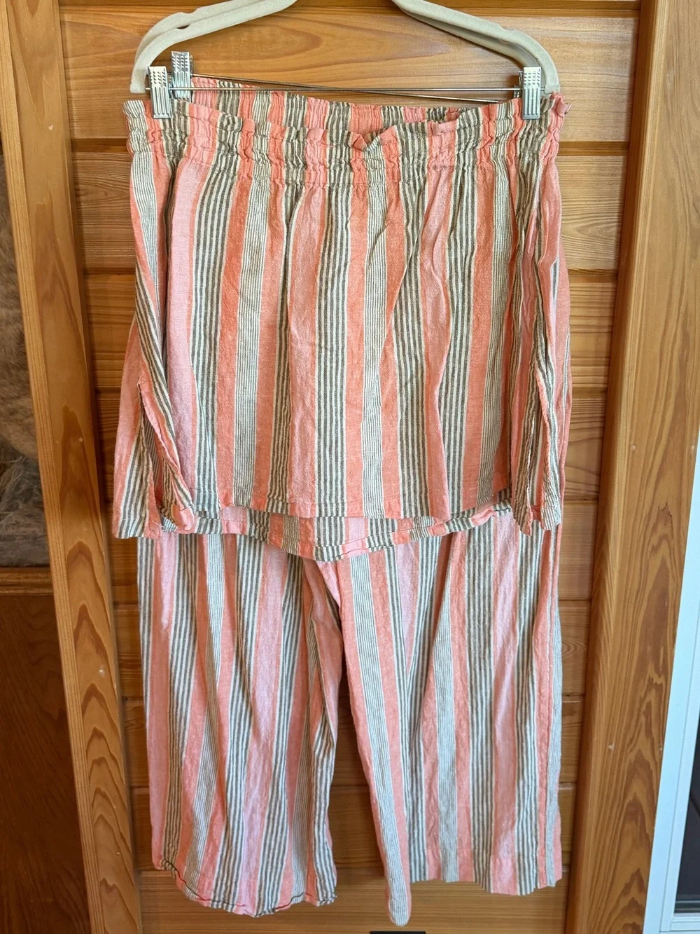 Free People Corfu striped cotton linen set, large, Canyon stripe